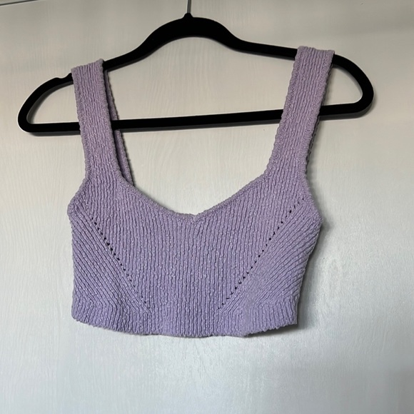 Urban Outfitters Tops - Urban outfitters knit lavender crop top 💜